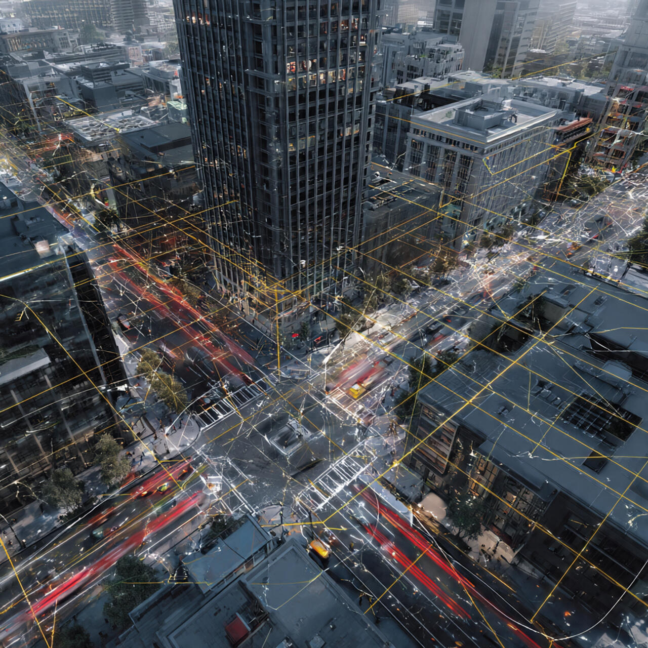 Real-time orchestration engine fusing multi-modal sensor data, predictive AI models, and adaptive safety zones into a unified coordination fabric.